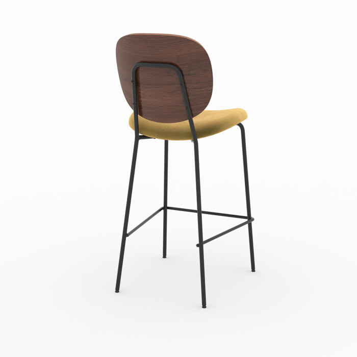 Lot de 2 chaises pour îlot central 65,5 cm en velours jaune - Simone