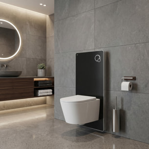 Glass pack WC bâti-support avec plaque de commande + WC suspendu Ceramia sans bride avec abattant SoftClose (STGLBCE14WT01-FR)