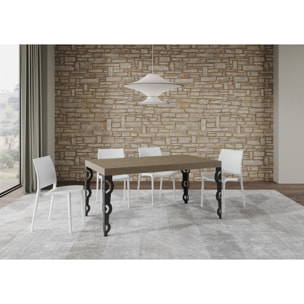 Mesa extensible 90x160/264 cm Karamay gris paloma patas antracita