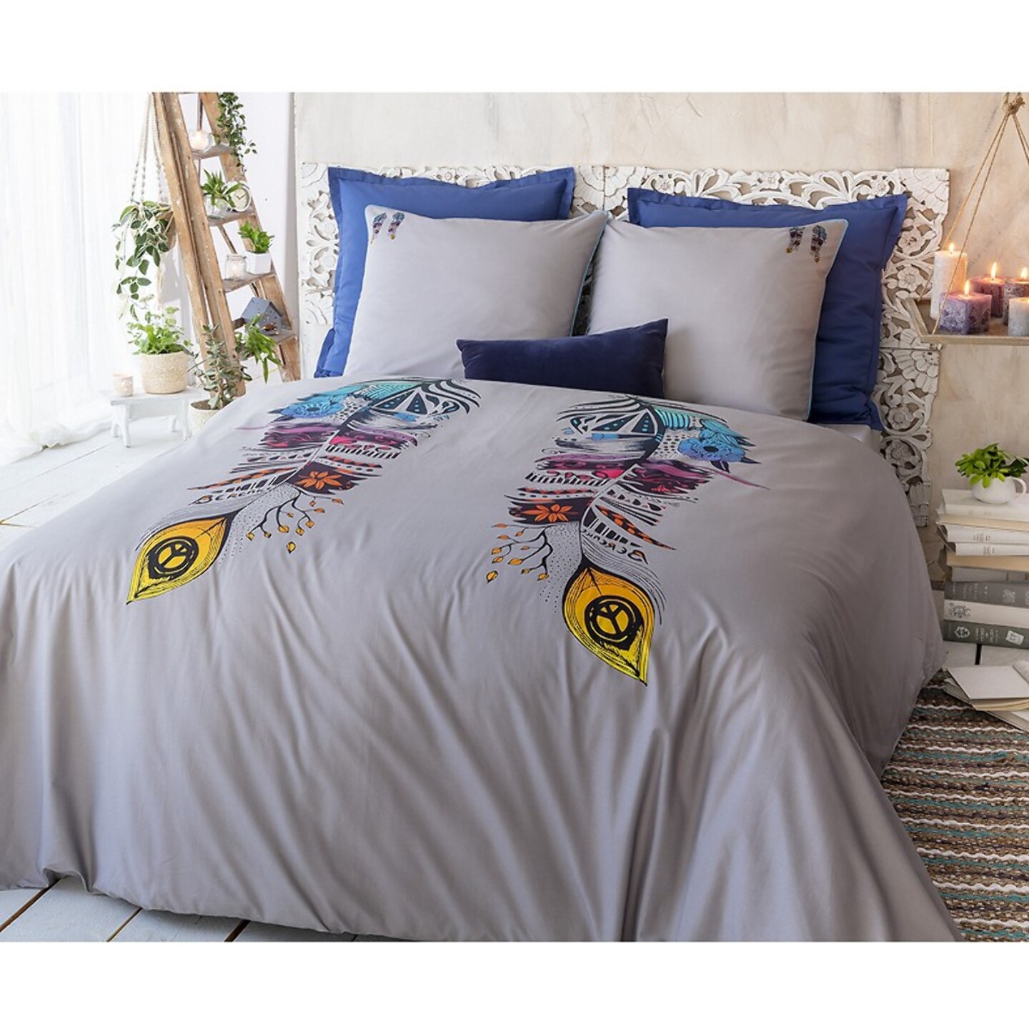Parure Housse De Couette 3pcs 100%percale Coton 70fils Monica