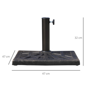 Base de Sombrilla Peso 15 kg Soporte para Parasol de Resina para Mástiles de Ø3,8 cm y Ø4,8 cm para Terraza Patio Jardín Playa 47x47x32 cm Bronce