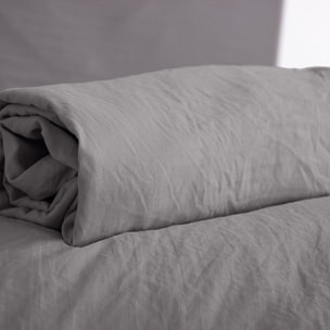 Drap Housse Microfibre Lavee - Bonnet 28cm Gris Anthracite