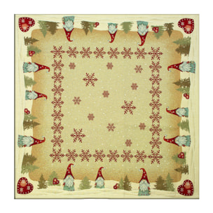 Copritavola Natalizio Tessuto Gobelin Disegno Gnomo Cuore  100*100