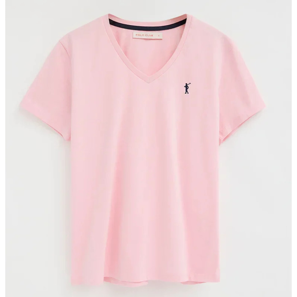 Camiseta rosa de manga corta y cuello pico con bordado Rigby Go