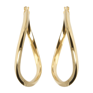 Orecchini a Cerchio Sottili in Argento 925 placcato Oro Giallo 18Kt Design Onda Diametro 4cm