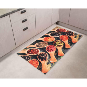 Stampa - tapis de cuisine motif épices antidérapant et lavable en machine à 30°C, gris