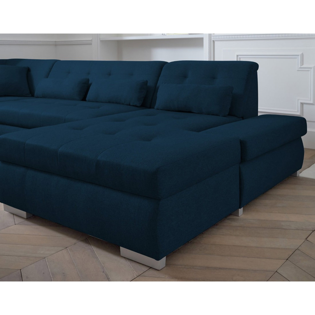 Vermont - canapé panoramique d'angle gauche - 7 places - XXL - Bleu pétrole
