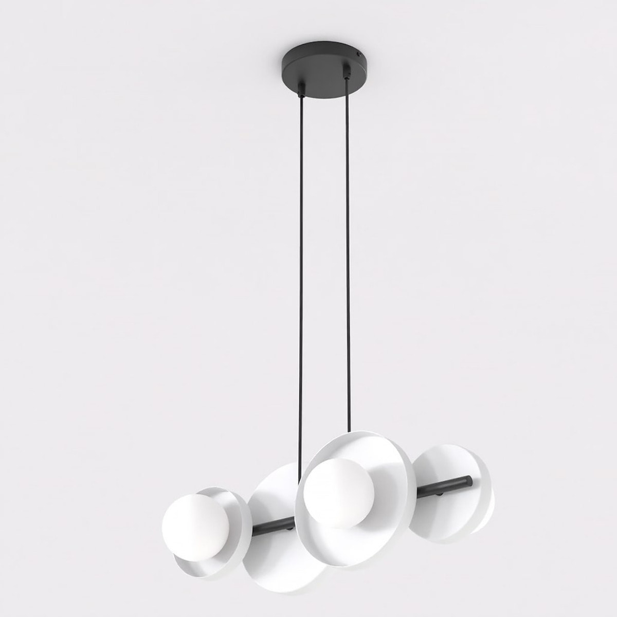 Lampada a sospensione Model in acciaio nero e vetro