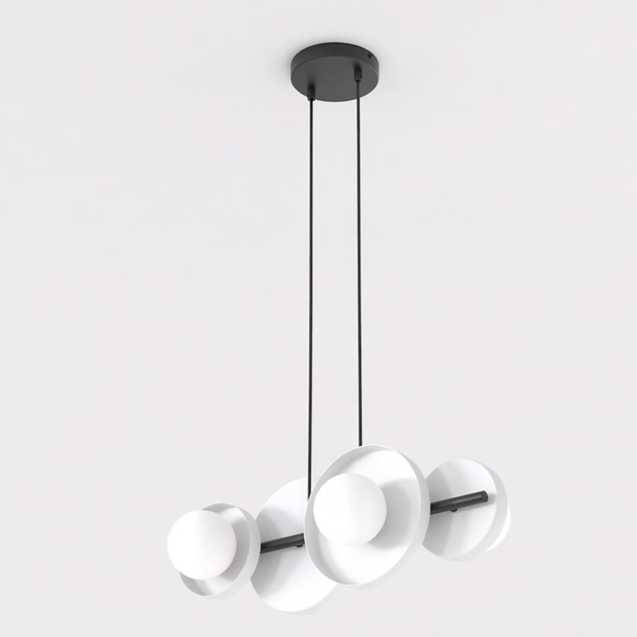 Lampada a sospensione Model in acciaio nero e vetro