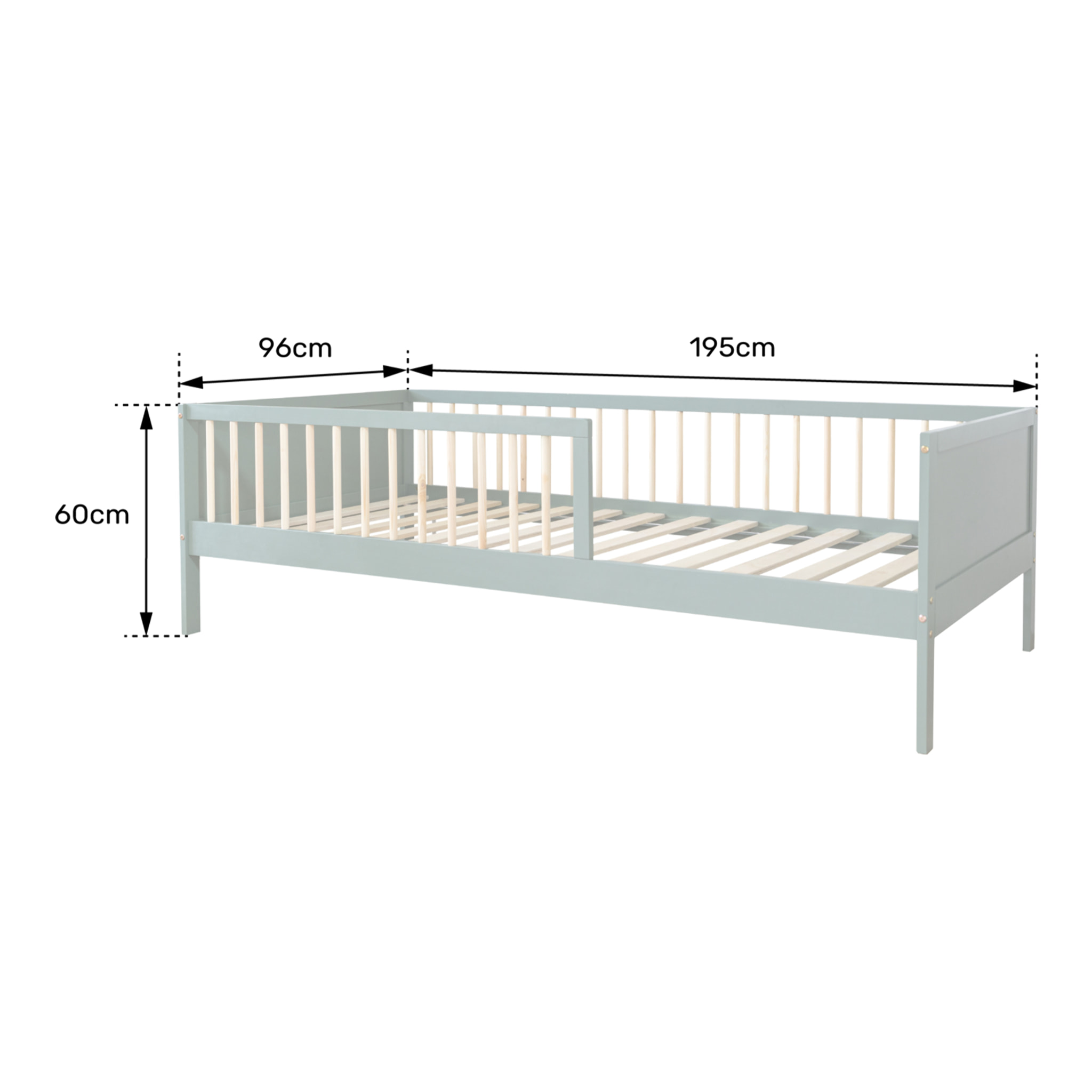 Lit gigogne pour enfant 190x90cm vert ADAM