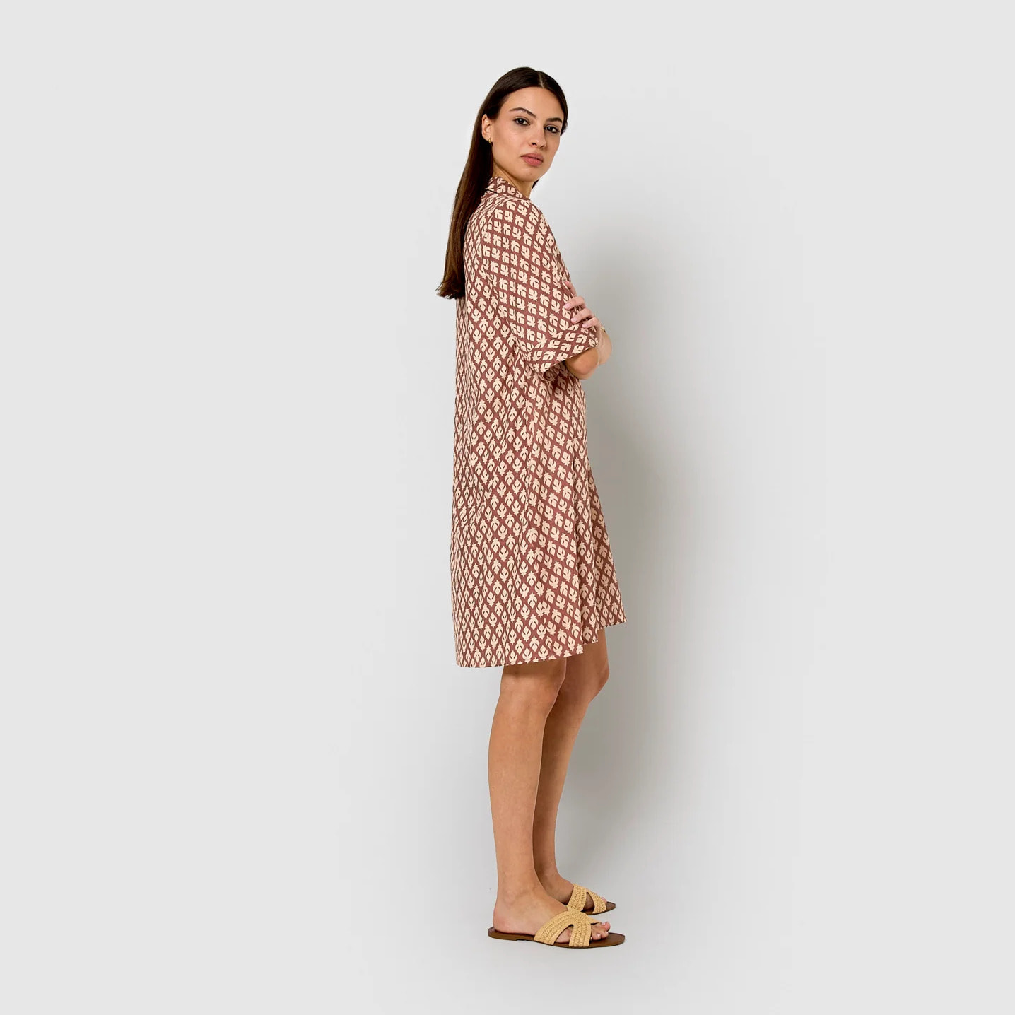 Vestido corto camisero hilo sheet caldera
