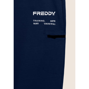 Pantaloni sportivi gamba dritta con tasca laterale e logo