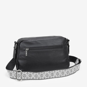 Bolso bandolera negro con asa étnica