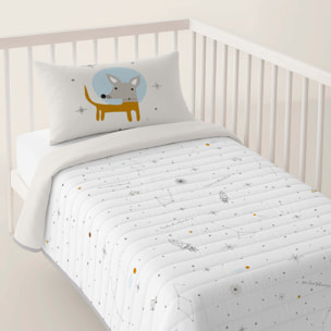 Colcha Bouti Estampada - Reversible - Infantil - 100% Algodón - Cuna - Viaje Espacial