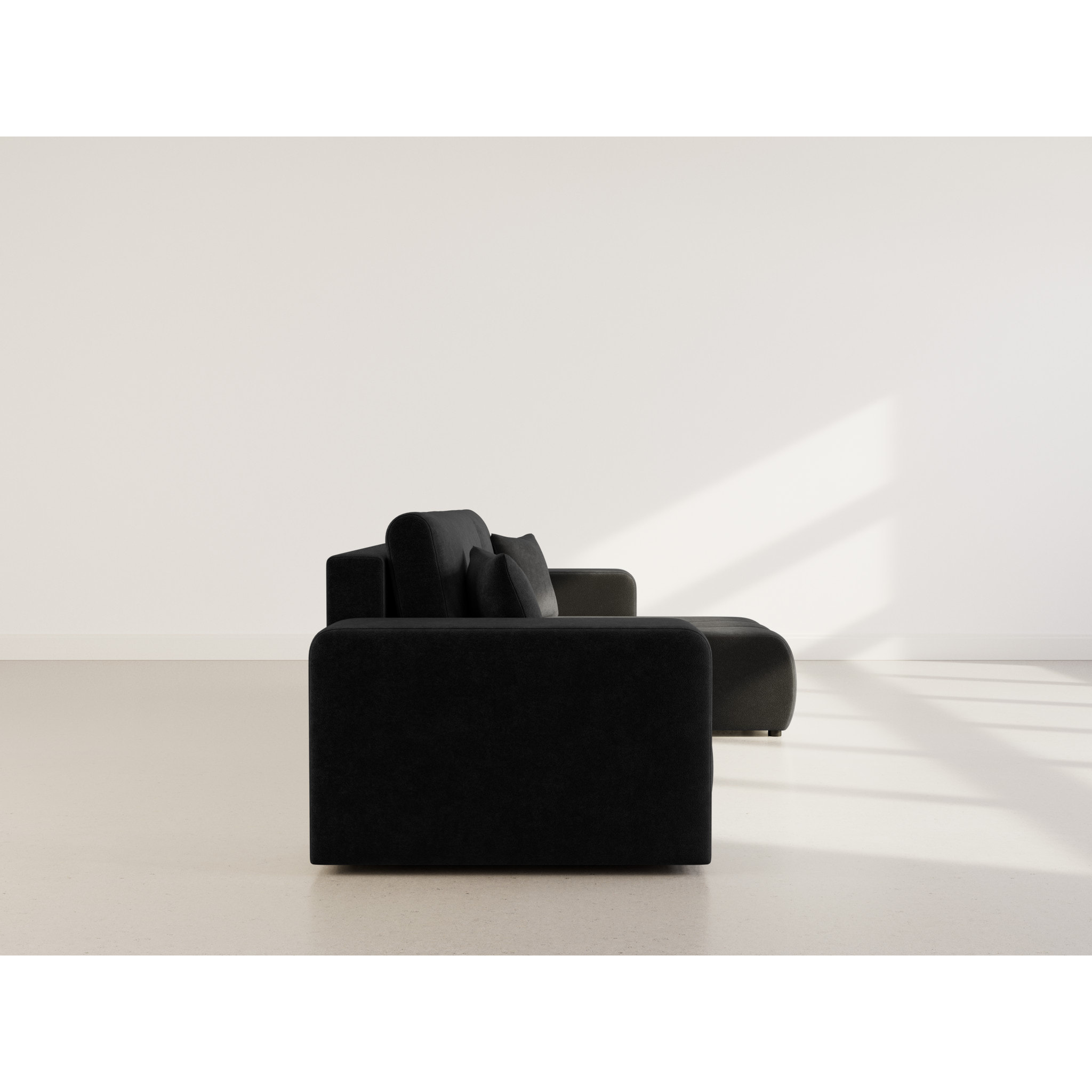 Nicole - canapé d'angle réversible 4 places convertible avec coffre en tissu - Gris Anthracite