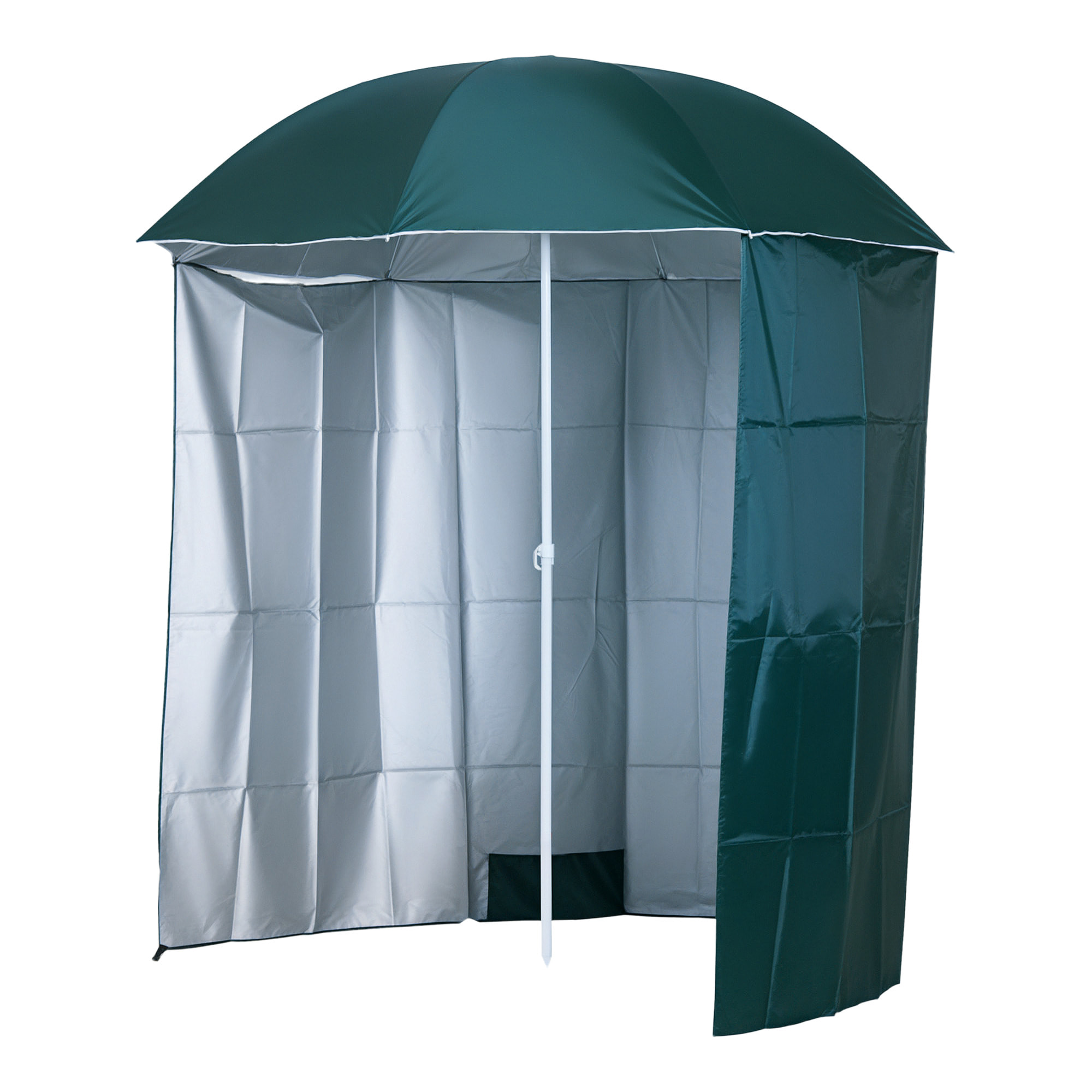 Sombrilla de Playa con Panel Lateral Ø220x220 cm Parasol para Terraza con Apertura Manual 8 Varillas de Acero y Bolsa de Transporte para Jardín Piscina Verde