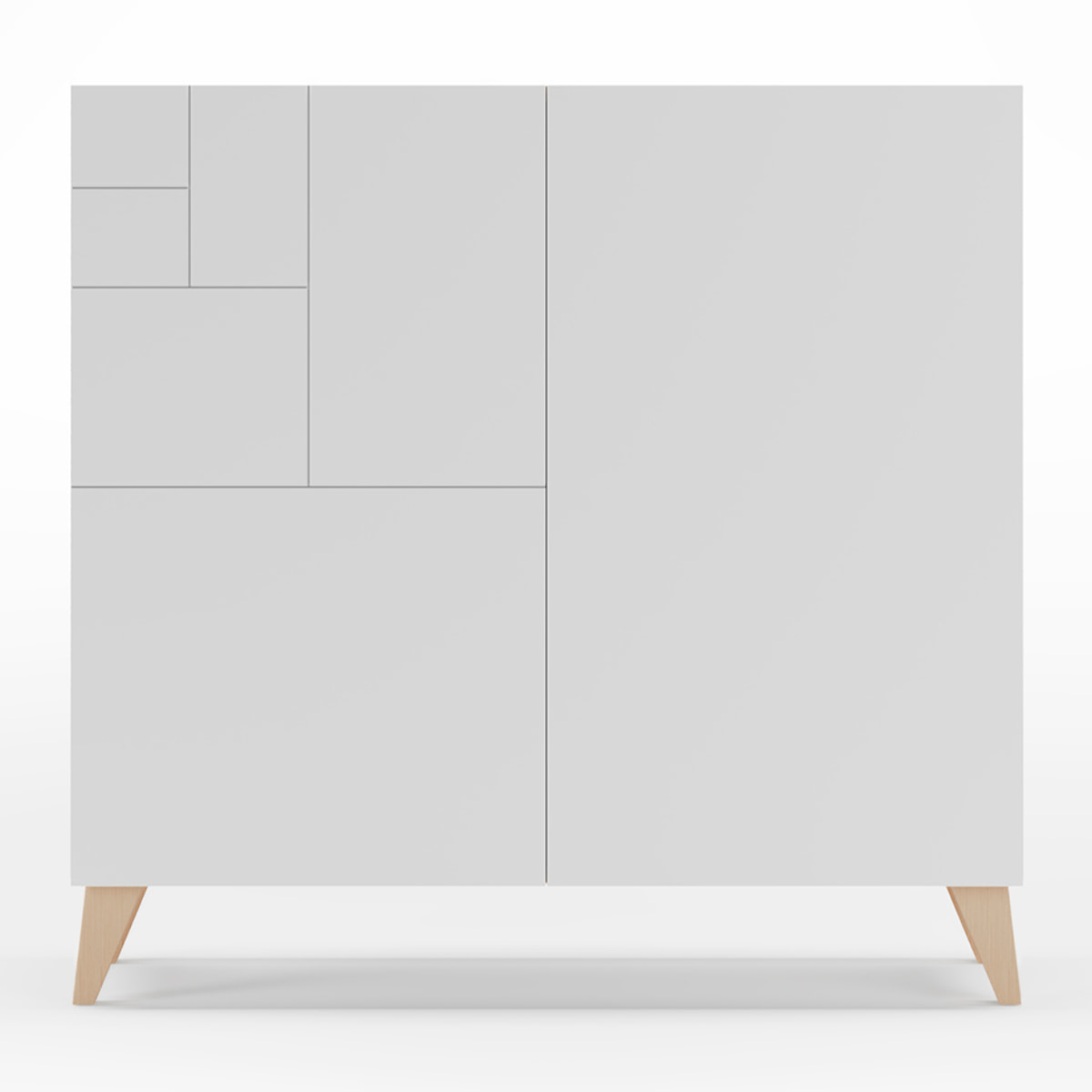 Zapatero Bergen melamina roble claro puertas blanco patas roble cl 87x90x27cm