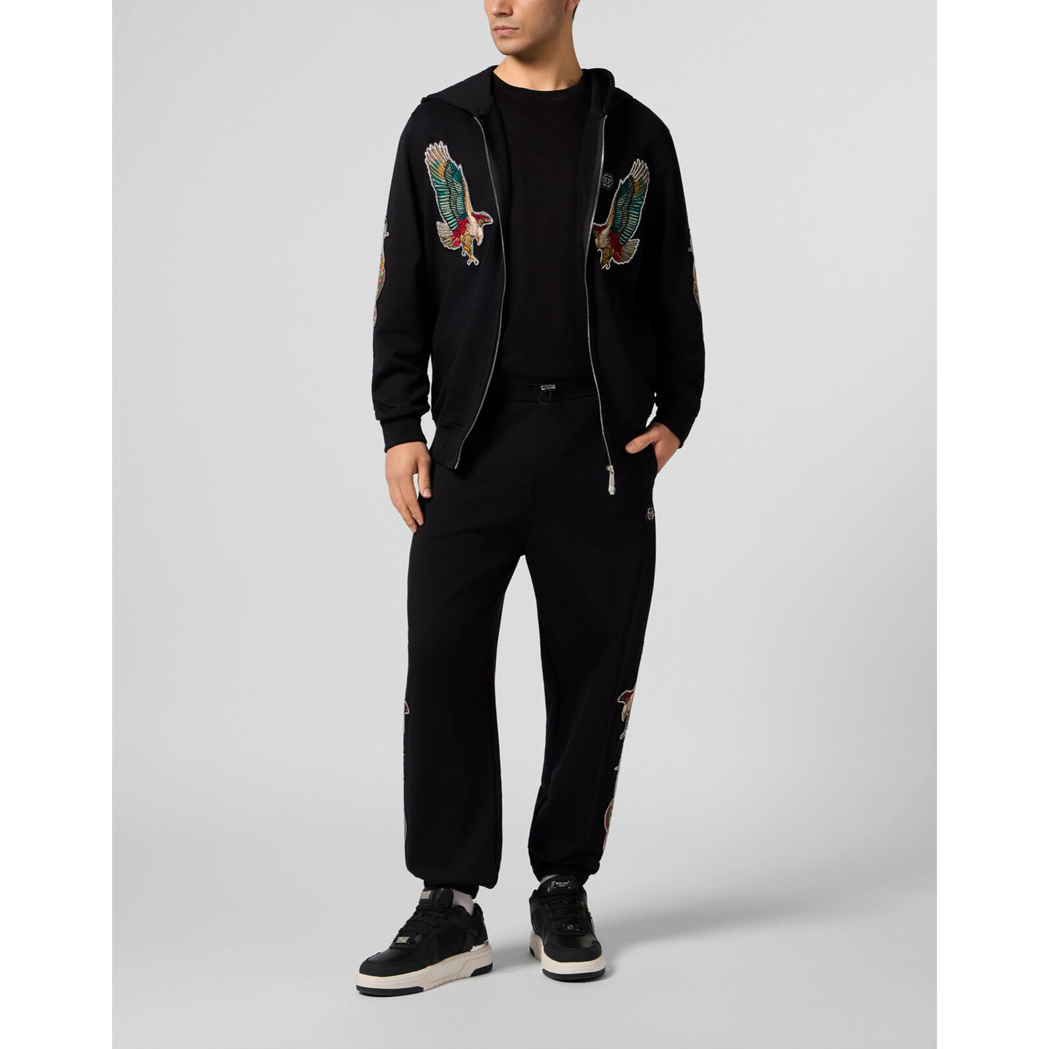 PHILIPP PLEIN Zip Hoodie Tattoo Patches