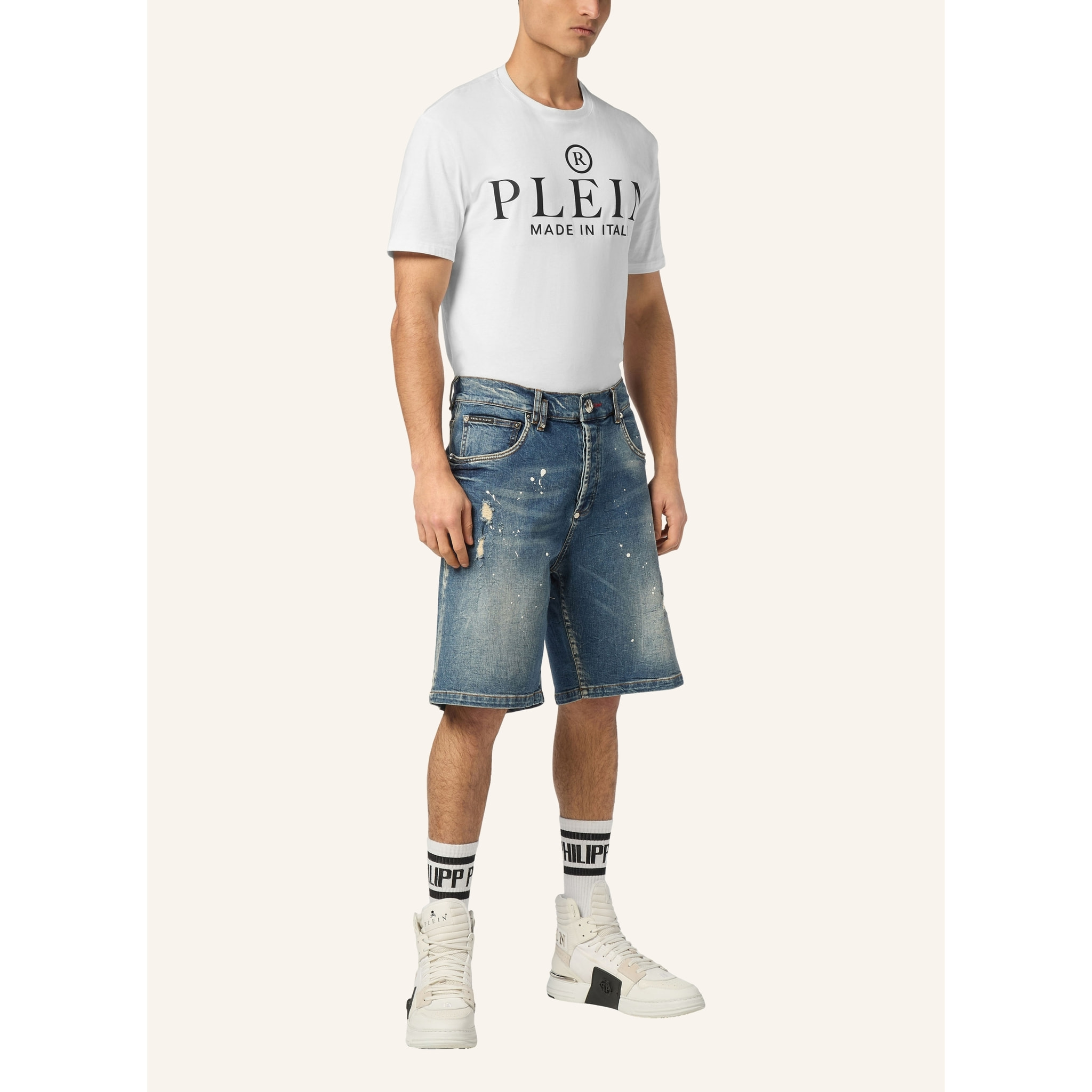 PHILIPP PLEIN Pantalones cortos vaqueros SKULL