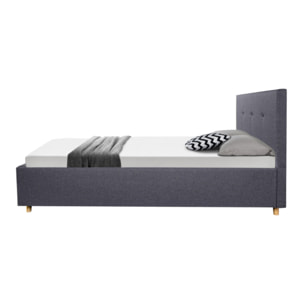 Lit coffre Mala 160x200cm tissu gris