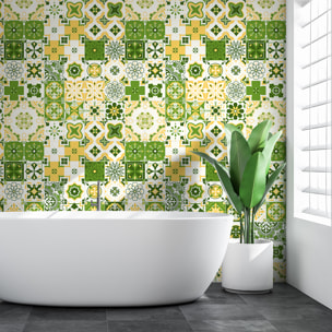 Stickers muraux - Sticker Mural Carrelage adhésif Cuisine Salle de Bain - 30 STICKERS CARREAUX DE CIMENT AZULEJOS NATELIA