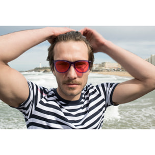 Gafas de sol OCEAN GENOVA - Azul transparente / Transparente rosa degradado y patillas de metal negro mate