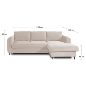 Brooke - canapé d'angle droit - convertible avec coffre - 4 places - en velours - Vert Olive