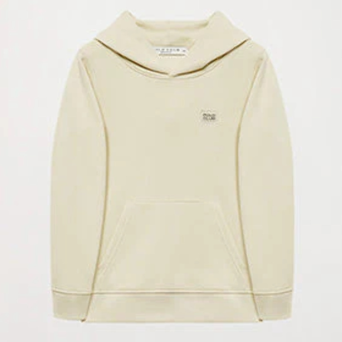 Sudadera orgánica de capucha y bolsillos beige Neutrals kids con logo