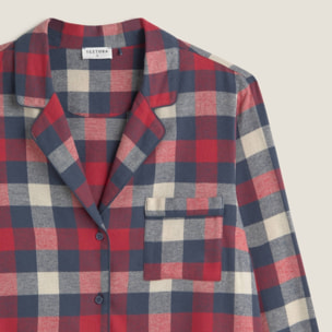 Camisa de algodón franela con cuadros Neusa color marfil crudo 100% Algodón