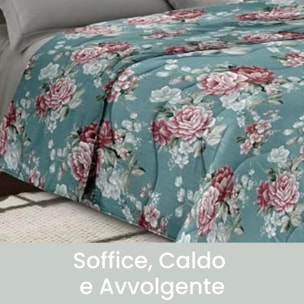 INTRECCI Piumino Singolo, 170 x 260 cm, Piumino Ecologico, Caldo, Invernale, 300 g/m², Anallergico e Antiacaro, Made in Italy, Lavabile in Lavatrice, Soffice, Morbido. Fantasia: Bouquet