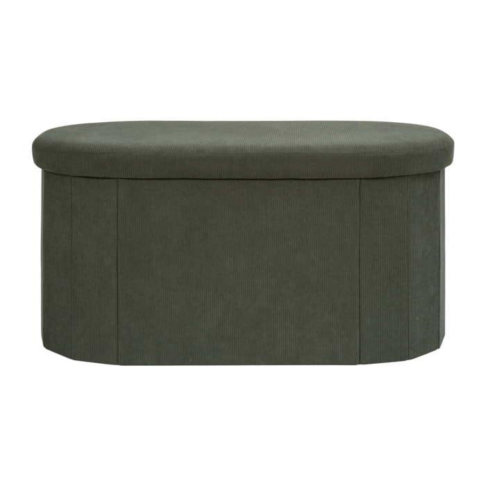 Coffre Banc Pliable - HOME DECO FACTORY - Jules - Tissu Côtelé - Vert