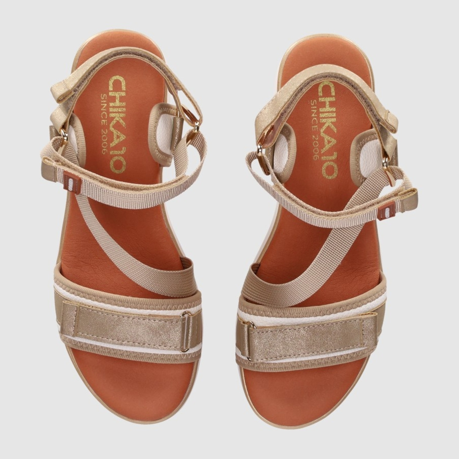 Sandalias de Tejido - Oro - Tacón: 7 cm