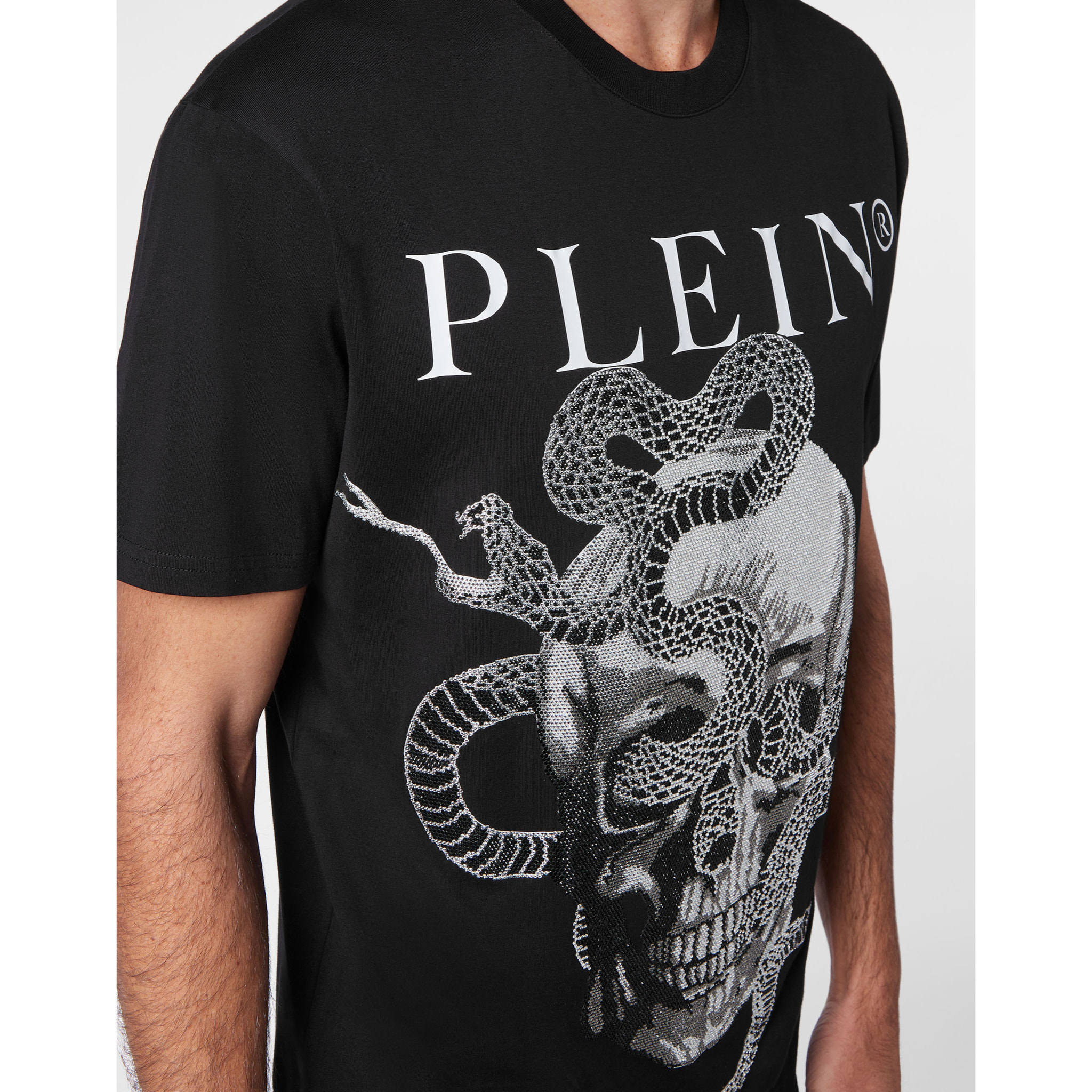 PHILIPP PLEIN Camiseta de cuello redondo y manga corta SNAKE