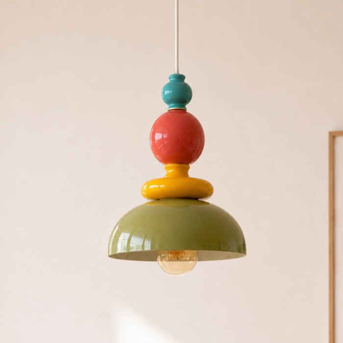 Suspension en céramique multicolore D23,3 cm - Pili