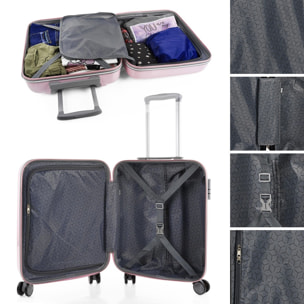 Juego De Maletas Pc Itaca Base Rosa Rosa Plumas