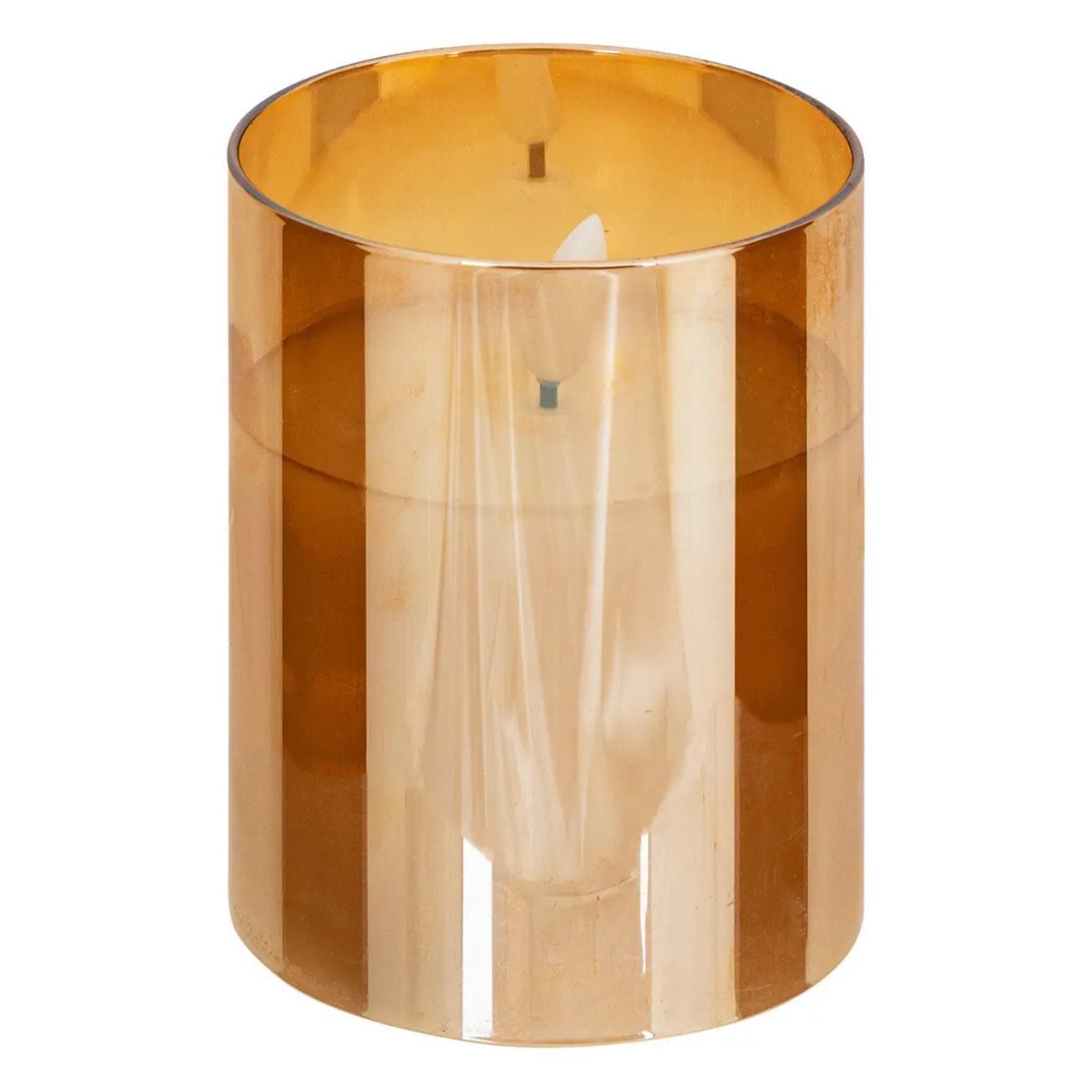 Coffret 3 bougies LED Sena verre ambre D75cm