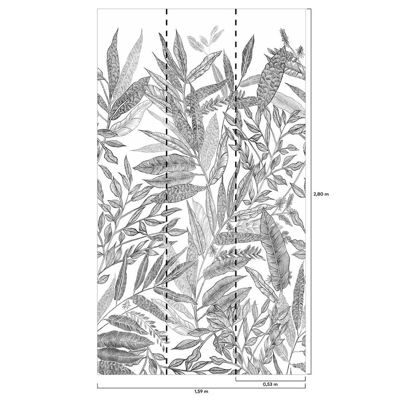 Papier peint decor jungle Noir et blanc