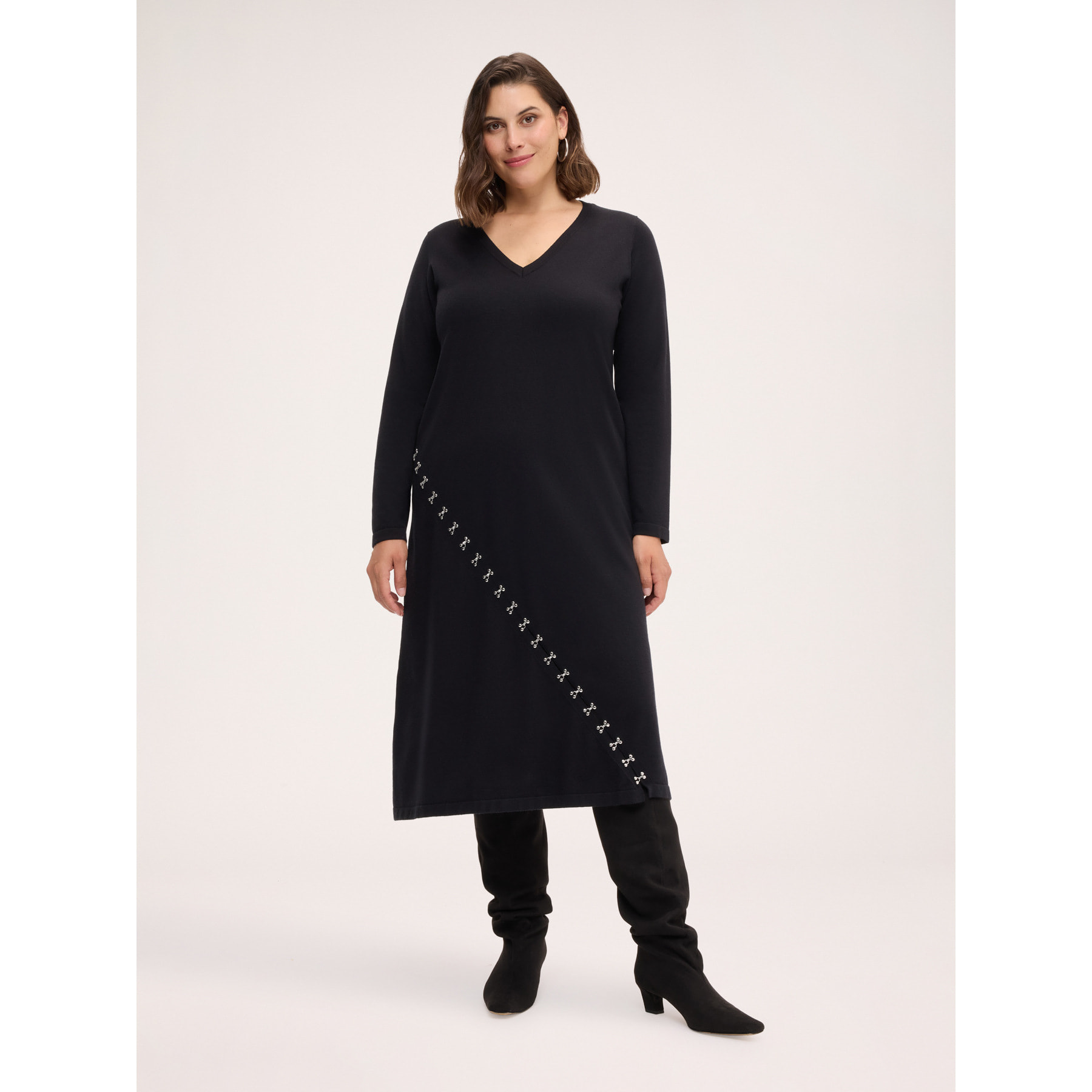 Fiorella Rubino - Vestito in maglia con applicazioni - Nero