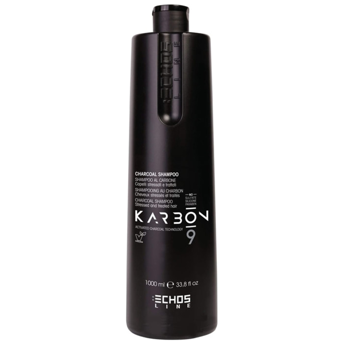 ECHOSLINE Karbon9 Charcoal Shampoo Al Carbone - Capelli Stressati e Trattati 1000ml