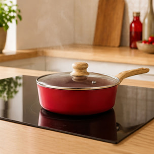 Sauteuse 24cm avec revêtement céramique rouge - tous feux COLORAMA