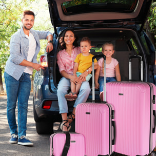 Juego De Maletas Rígidas Abs Itaca Sevron Rosa