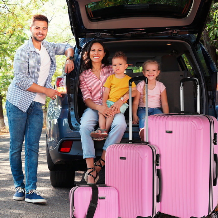 Juego De Maletas Rígidas Abs Itaca Sevron Rosa