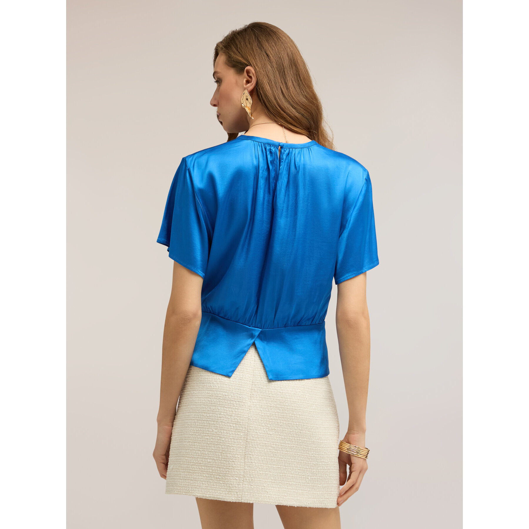 Motivi - Blusa in raso con fascia - Bluette