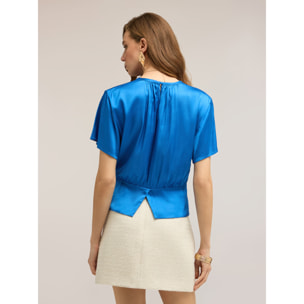 Motivi - Blusa in raso con fascia - Bluette