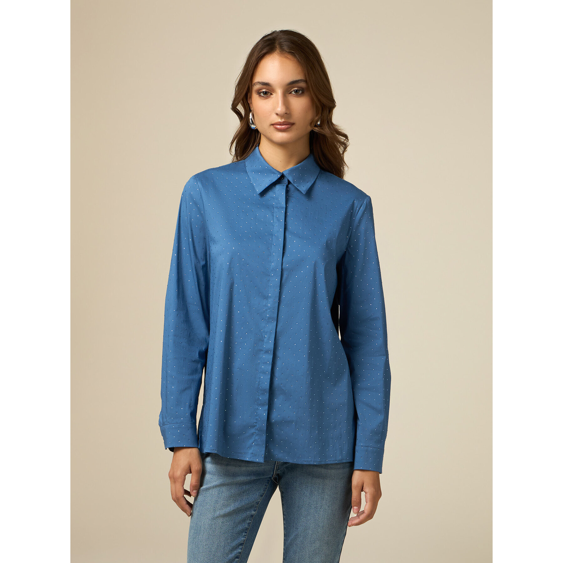 Oltre - Camicia con cristalli - Blu