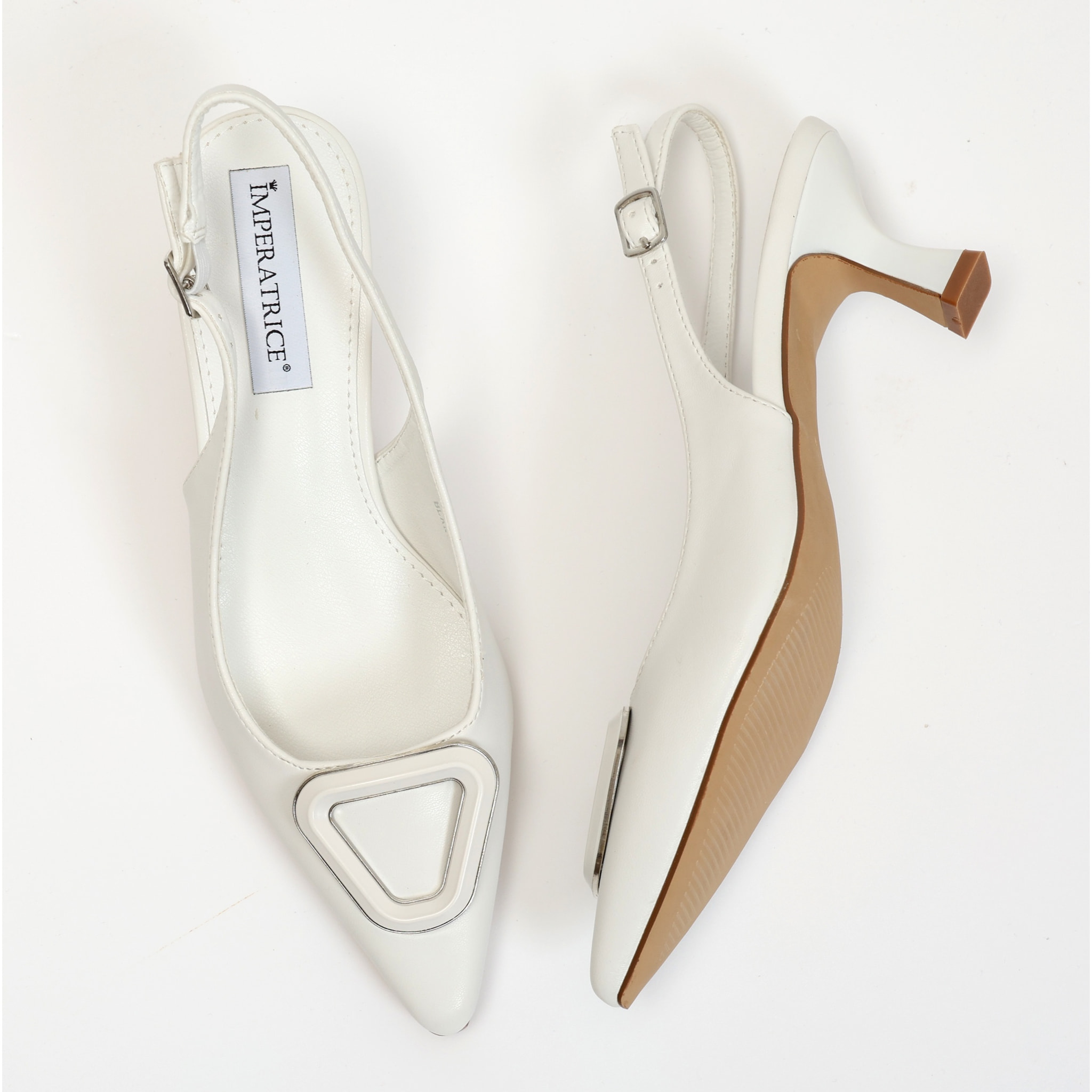 Dècolletè slingback con tacco basso a rocchetto e dettaglio sulla punta