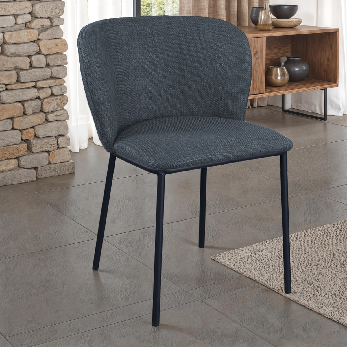 Lot de 4 chaises de salle à manger Tomasucci NENE', en tissu, gris, 60 × 56 × 76 cm