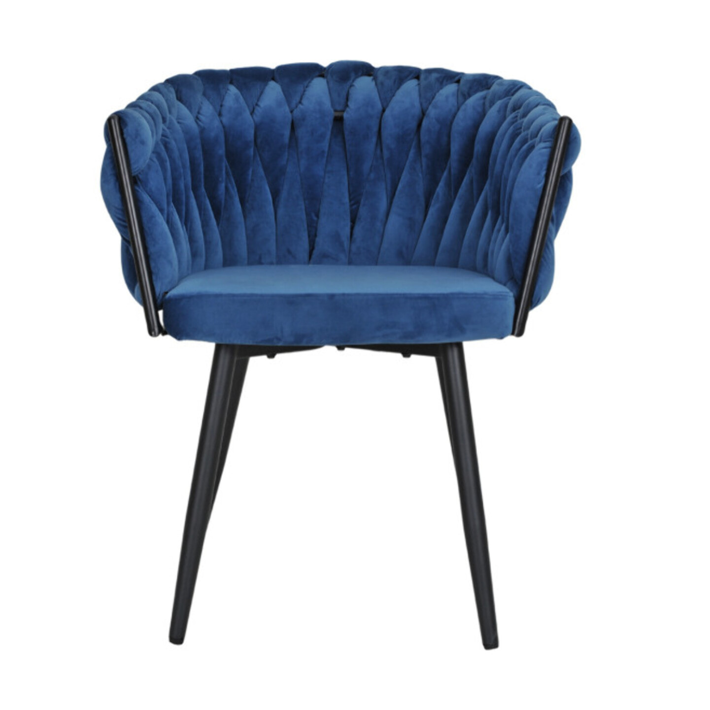 Chaise en velours tressé avec accoudoirs et pieds en métal - MELODIE 2