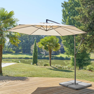 Parasol déporté rond "Manoa" blé 3m