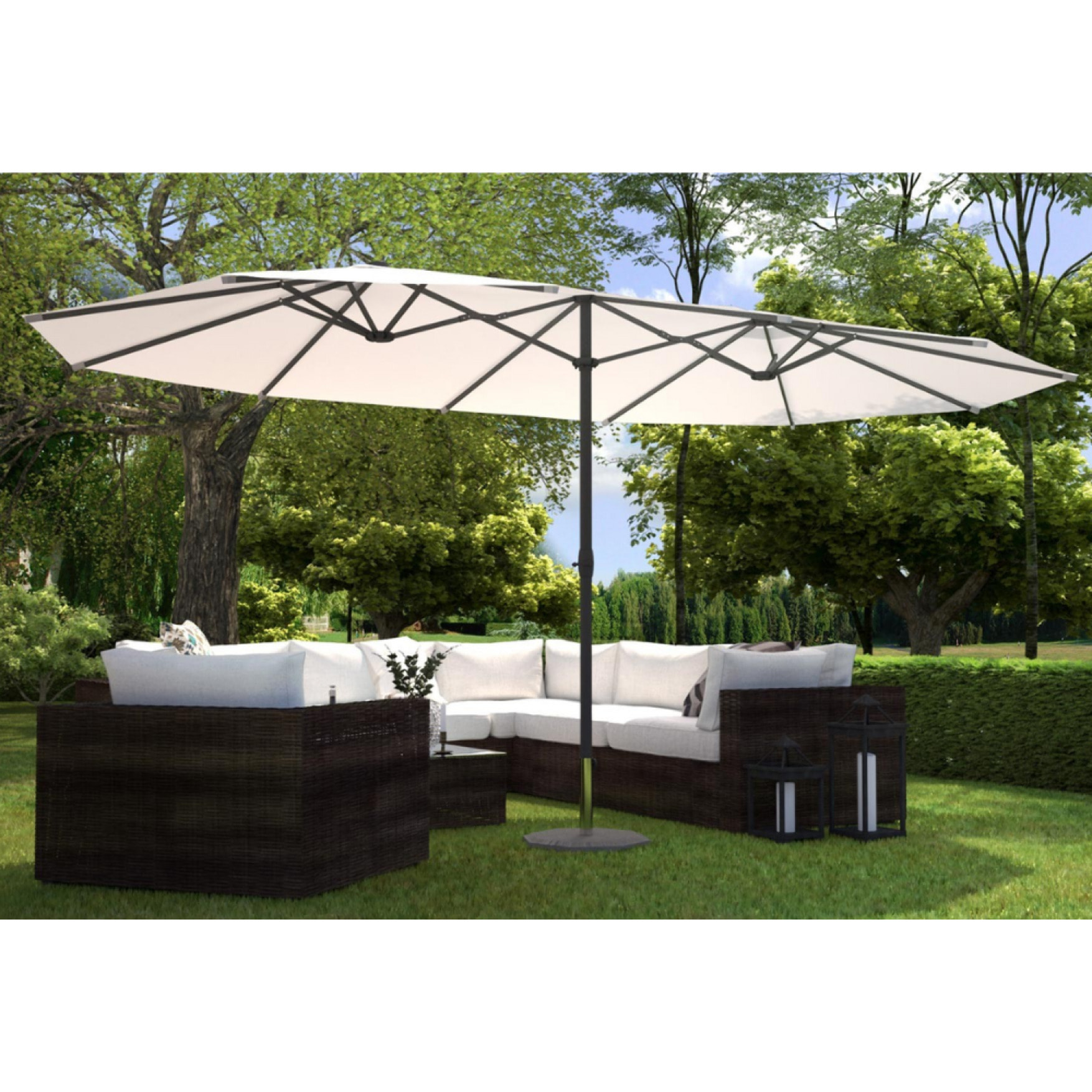 Parasol double 2,7 x 4,6 m écru CABIATE
